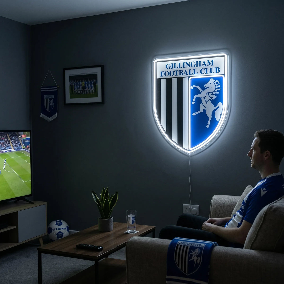 Gillingham FC Football Club Crest Neon Sign