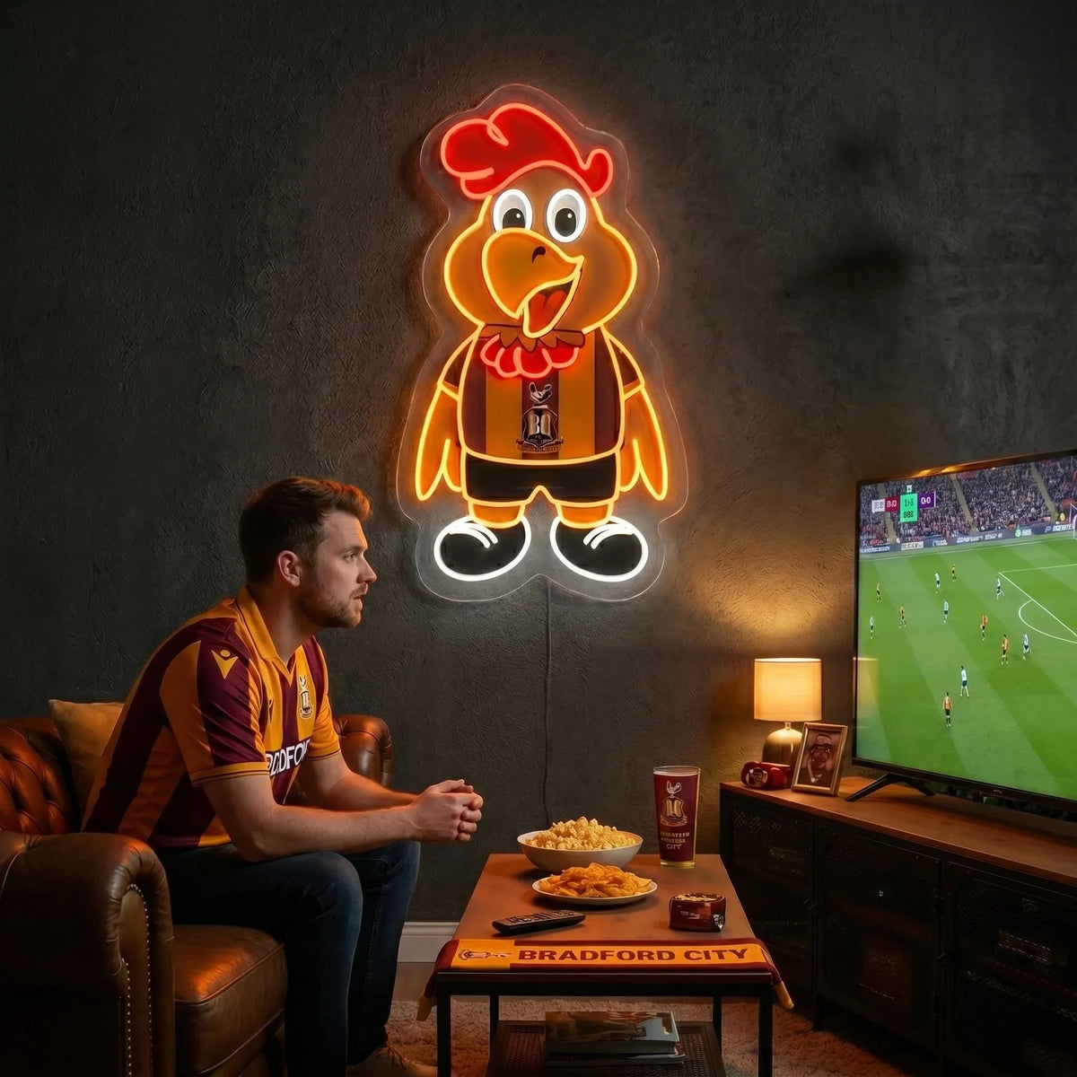 Bradford City AFC Billy Bantam Mascot Neon Sign