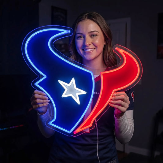 Houston Texans Neon Sign - Blue & Red